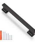 10 Pack Matte Black Solid Cabinet Pulls 5 Inch Center To Center 128mm Hole Centers with screws and ruler
