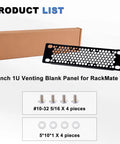 7 Inch 1U Vented Blank Panel Metal Rack Mount for DeskPi RackMate TT Server Cabinet with screws and washers