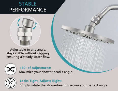 Shower Head Swivel Ball Adapter With Solid Brass Universal Angle Connector For Heavy Duty Durability, No Leak Performance, High Pressure Safe, Corrosion Resistant, No Fuss Install, Universal Fit on shower head with 30° adjustment