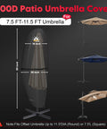 Heavy Duty 600D Patio Umbrella Cover For Cantilever And Offset Umbrellas, Waterproof And Weatherproof Illustrated Dimensions