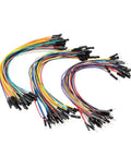 Assorted jumper wires showing 8 Inch DuPont Male And Female Breadboard Jumper Wires Kit 90 Pieces Two Point Five Four Millimeter Pitch