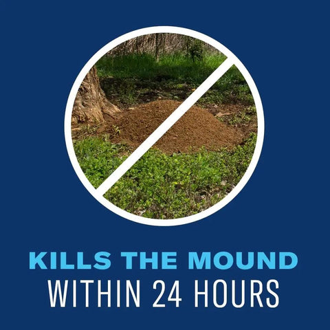 24 Hour Lawn Insect And Fire Ant Killer Granules For Outdoor Pest Control image showing mound elimination within 24 hours