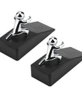 Set Of 2 Cute Door Stopper Wedges, Decorative Rubber Door Stops For Home And Office, Sturdy Zinc Alloy Base With Rubber Tip, shown in black