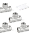 304 Stainless Steel Tee Pipe Fittings NPT Female Adapter 1 Quarter Inch X 1 Quarter Inch X 1 Quarter Inch Three Way Connector For Plumbing Heavy Duty Easy Install Corrosion Resistant 4 Pack