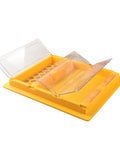 Top Bee Feeder For 10 Frame Hives With Dry And Wet Separation featuring yellow plastic design and clear lids for easy access.