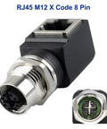 M12 To RJ45 X Code 8 Pin Shielded IP68 Industrial Ethernet Adapter, RJ45 to M12 female connector for Basler Cognex cameras.