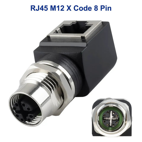 M12 To RJ45 X Code 8 Pin Shielded IP68 Industrial Ethernet Adapter, RJ45 to M12 female connector for Basler Cognex cameras.