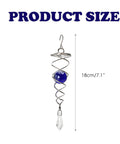 Product size 18cm/7.1" stainless steel wind spinner with blue glass ball, hanging hook, and crystal pendant