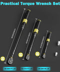 Five Piece Torque Wrench Set With Quarter, Three Eighths, And Half Inch Drives For Bike Auto And Motorcycle, Dual Direction