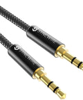 Nylon Braided 3.5mm Aux Cable 3.3ft 1m HiFi Sound With Dope Tangle Free Build For Headphones Car Stereos Home Speakers And Any 3.5mm Device Like iPhone iPad iPod Echo And More, gold-plated plugs