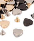 Hassle Free 15 Piece Heart Shaped Leather Rivets Kit Dope Alloy Studs And Screws featuring various heart-shaped studs and screws.