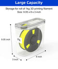 8 Pack Filament Storage Case For 1.75mm Spools, Airtight Silicone Seal, Dust Proof Reusable Organizer, shown with dimensions.