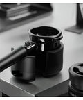 Adjustable Portafilter Holder And Tamping Base For Espresso Machine compatible with 51mm 53mm and 58mm filters, sturdy aluminum design.