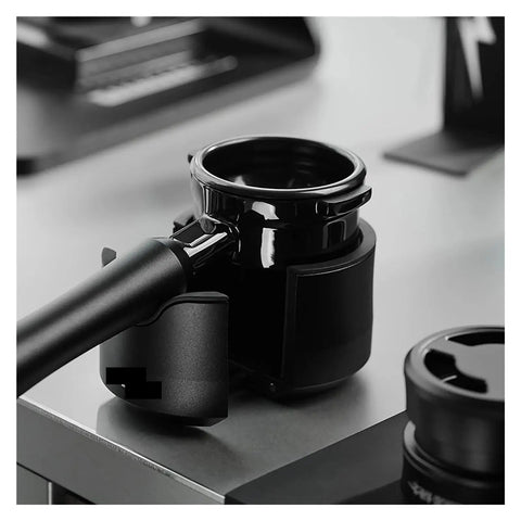 Adjustable Portafilter Holder And Tamping Base For Espresso Machine compatible with 51mm 53mm and 58mm filters, sturdy aluminum design.