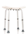 Adjustable Shower Chair With Free Grab Bar For Inside Shower And Tub Plastic Bath Seat Non Slip Shower Stool Handicap Shower Chair Indoor Shower Bench 300 Lb Capacity Easy Height Adjustment with aluminum legs and rubber feet.
