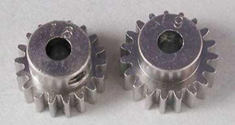 AV Pinion Gear Set for Avante and Avante 2001 RC Cars, 48P Metric Teeth in 18T and 19T, aluminum gears on display