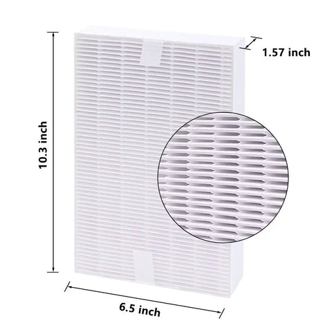 9 Pack Replacement HEPA Filters For HPA Series Air Purifiers Including HPA300 HPA304 HPA8350 HPA5300 With HRFR3 And AP1 Pre Filters Easy Swap Kit showing filter dimensions