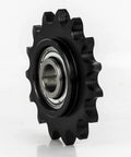 Roller Chain Idler Sprocket 15 Tooth with Five Eighth Inch Bore Hardened Steel AISI 1045 Medium Carbon, Heavy Duty Power Transmission Gear for Strong Chain Guidance, black 15T sprocket with bearing