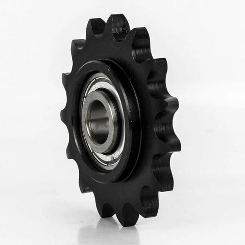 Roller Chain Idler Sprocket 15 Tooth with Five Eighth Inch Bore Hardened Steel AISI 1045 Medium Carbon, Heavy Duty Power Transmission Gear for Strong Chain Guidance, black 15T sprocket with bearing