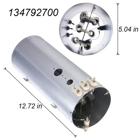 Dryer Heating Element Kit 134792700 With High Limit Thermostat 3204267 And Thermal Limiter 137032600 dimensions shown