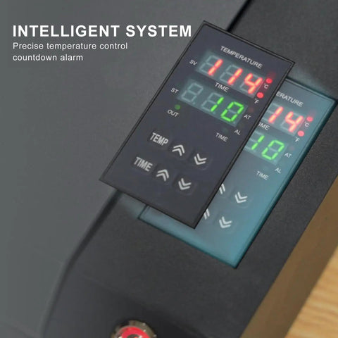 Pro Grade Heavy Duty Dual Heating DTF Film Oven For Printing Shops With A3 Digital Display and control panel close-up