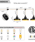 Dimensions of AMRUIPO 22FT Plug in Pendant Light Farmhouse Hanging Lamp Fixtures showing size and cord layout.