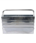 Super Heavy Duty Seven Tray Tool Chest Crafted From Solid Stainless Steel boasts grip friendly handles for easy transport.