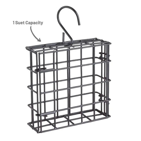 Single Cake Suet Cage Bird Feeder For Clinging Birds Holds One Suet Cake Or Small Seed Cakes Black Durable Cage Feeder