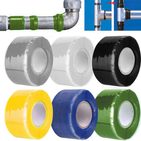 DIY Ready Silicone Self Fusing Tape 1 Inch By 59 Inch Rescue Tape shown in various colors for plumbing leaks and cable insulation.
