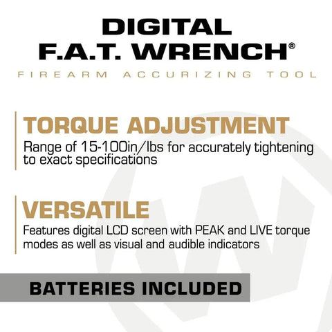 Digital FAT Firearms Accurizing Torque Wrench With Interchangeable Bits And LCD Display packaging details.