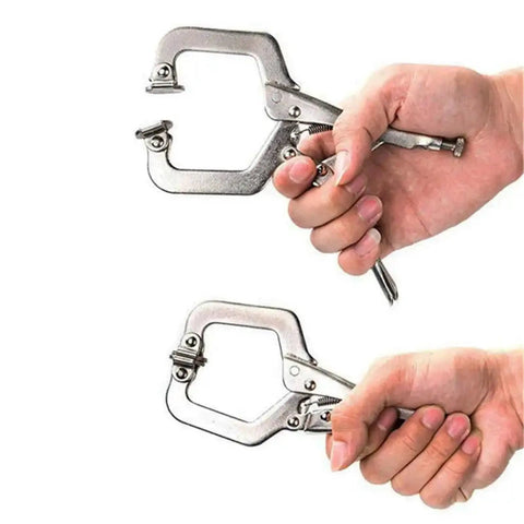 Mini Locking Pliers Set For Woodworking And Welding, C Clamp Pincer With Swivel Jaw, Tenon Locator Pad, Alloy Steel Hand Tool With Serious Grip For Clamping, Twisting And Fine Detail Work