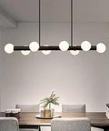 Industrial Black Pendant Light With Glass Shades, 8 Light Vintage Farmhouse Chandelier for kitchen island setup