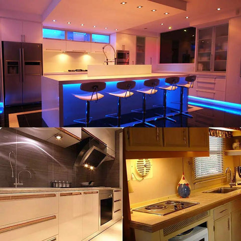 Modern kitchen with G8 Base 20W Halogen Light Bulbs 120V Under Cabinet Puck Replacements 1.38 Inch Length Bi Pin 360 Degree Beam
