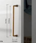 Antique Brass Cabinet Pulls 7 9/16 Inch Vintage Industrial Zinc Alloy Drawer Handles With Decorative Screw Detail on White Door