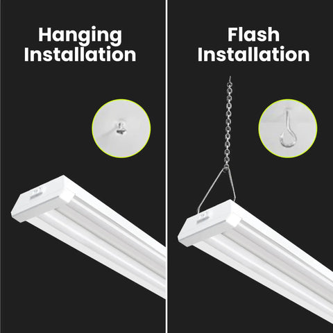 4 Foot LED Shop Light With Dual Lamps For Garages And Workshops Delivers 4500 Lumens Of Bright 4000K Cool White Bright As Day While Saving Energy At 45W And Long Lasting With Flush Mount Or Hanging Mount For Basements And Workspaces