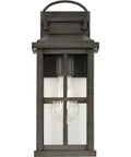 Outdoor One Light Wall Lantern From Williamston Collection In Antique Pewter Finish With Clear Glass For Wet Locations Classic Yet Modern Exterior Lighting front view.