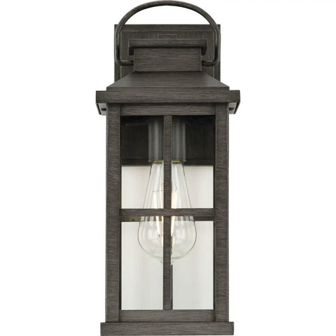 Outdoor One Light Wall Lantern From Williamston Collection In Antique Pewter Finish With Clear Glass For Wet Locations Classic Yet Modern Exterior Lighting front view.
