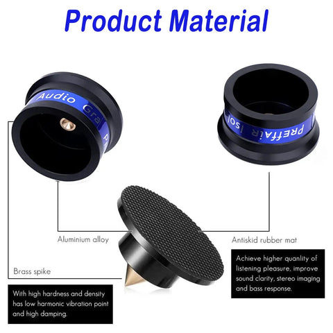 Audiophile Speaker Isolation Spikes Aluminum Record Player Shock Absorber Floor Protector Mat Anti Vibration Pads For Subwoofer Non Slip LP Vinyl Turntable Base