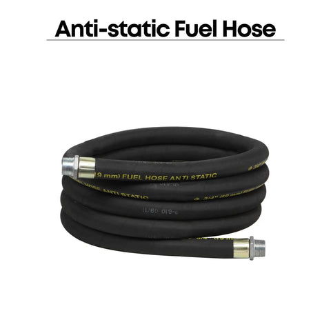 Coiled Anti Static Fuel Transfer Hose 12 Feet Long 1 Inch ID With 1 Inch NPT Male Ends Nitrile Construction