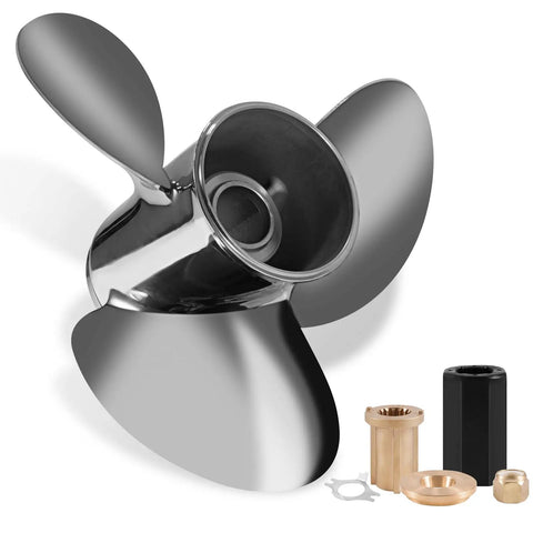 Stainless Steel Outboard Boat Propeller 13.5 By 15 Right Hand Rotation 3 Blade 15 Tooth For Mercury Engines 40 140HP Hub Kits Included