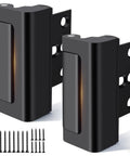Beefed Up Door Security Reinforcement Lock Set Withstand 800 Lbs Of Force Kid Safe Child Proof Front Door Lock Easy Install Rustproof Aluminum Tamper Resistant Design That Keeps Unauthorized Entry Out, showing two black locks and screws