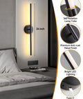 Modern Cordless Wall Sconces Set Of 2 With Remote And Touch Dimming Rechargeable Battery Operated Led Lights For Bedroom Hallway 3000k To 6000k Sleek Black Metal Knockout Vibe Dead Simple Setup 24 inch bright LED sconce with anti-rust finish.