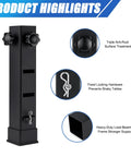 Heavy Duty Square Table Leg Extenders With Three Step Adjustable Heights And Secure Locking Bolts For Folding Dining Tables shown with anti-rust treatment and locking hardware.