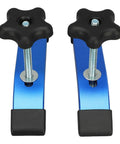 Kick Your Projects Up A Notch With This Badass 2 Set T Slot Clamp Kit Featuring Durable Aluminum T Handles And Snug M8 Screws For Secure Woodwork Or Metalworking On Routers Cnc Machines And Drill Presses - two blue aluminum clamps with black T handles.