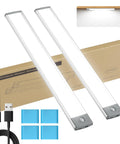 Two Pack Under Cabinet Lights With Motion Sensor, 54 LED, 2500mAh Rechargeable, No Wiring Needed Wireless Magnetic Night Lights