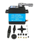 Premium Badass 30KG Digital Coreless Servo Motor Delivering Straight Fire High Torque And Knockout 180 Degree Steering Gear For RC Cars And Hobby Builds, with accessories.