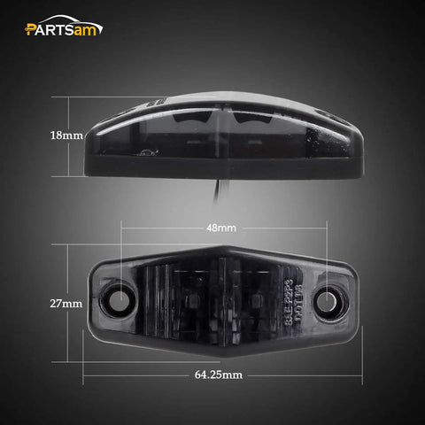 Amber And Red Universal Trailer Side Marker Lights With Smoked Lens dimensions view