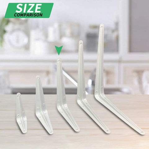Size comparison of Heavy Duty 8 Inch White Metal Shelf Brackets 20 Pack L Shaped Adjustable Floating Shelf Brackets 8x6 Inch