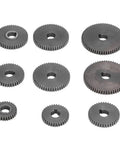 Heavy Duty 9 Piece Metal Gear Set For Mini Lathe Precision Machined, showing various sizes and tooth counts, rust-proof gears.