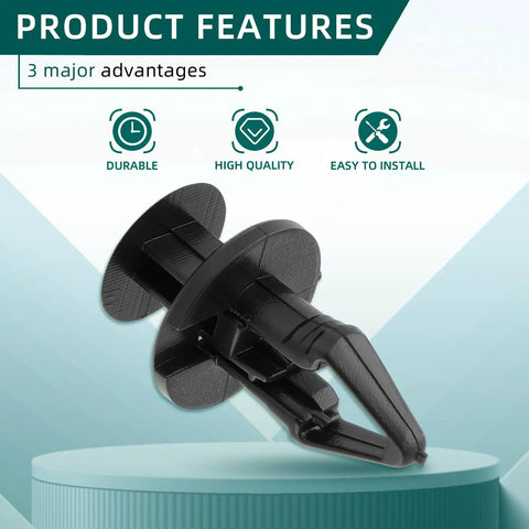 Close-up of push type fastener showing durable black thermoplastic design, part of Upgrade Your Daily Driver With These Tough As Nails Gm Fender Liner Clips Push Type Fasteners For Buick Enclave And Cadillac Escalade Trim Panel Hardware.